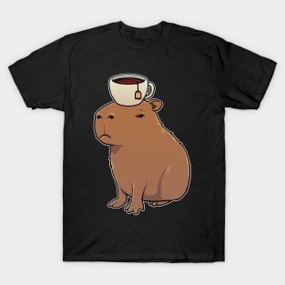 Capybara with Black Tea on its head T-Shirt